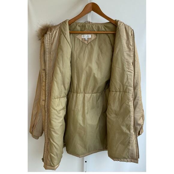 Lew Magram Collection Genuine Coyote Fur Trim Gold Coat sz XS - Picture 11 of 14